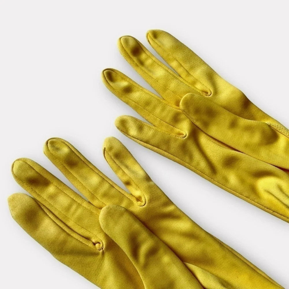 Vintage 60s Long Yellow Evening Gloves Size 7